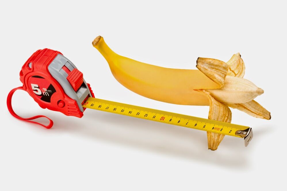 dzimumlocekļa mērīšana pirms tā palielināšanas, izmantojot banāna piemēru
